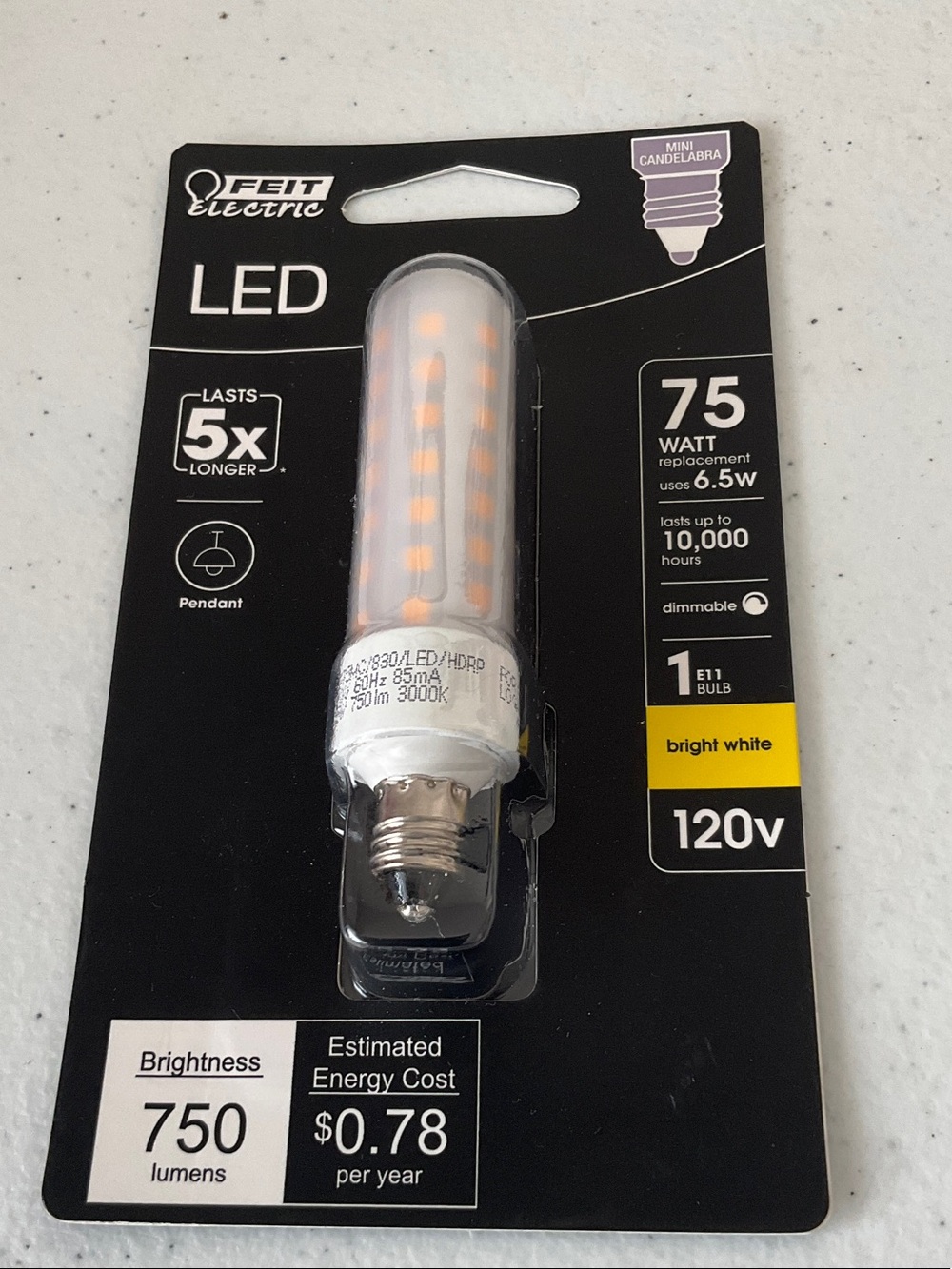 FEIT Electric LED E11 Mini Candelabra Bulb -